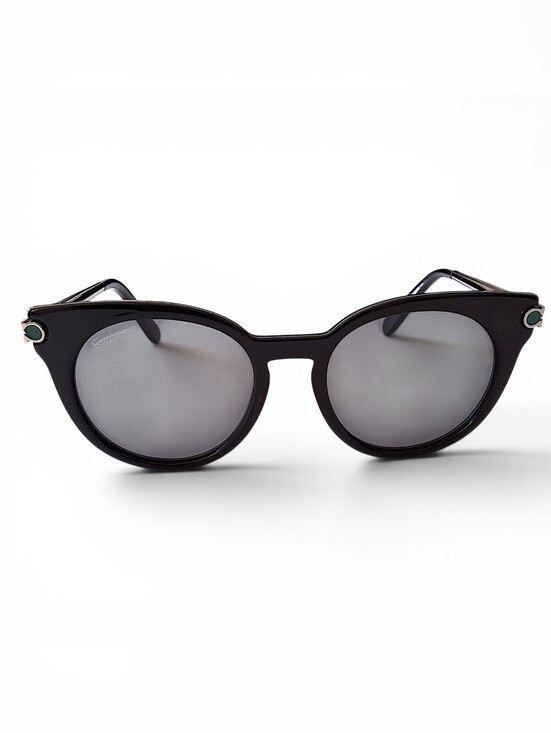 Salvatore Ferragamo SF909S Black Round Sunglasses Made in Italy